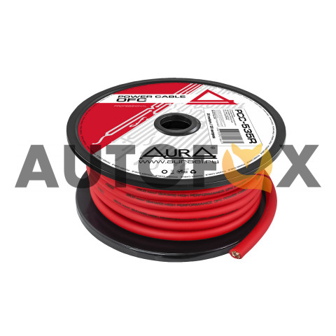 Aura PCC-535R (бескислородная медь 99,99%). Номинальное сечение 2 AWG (35mm2).красный. бухта 20м